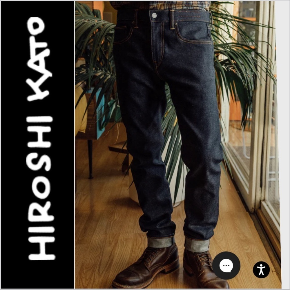 Hiroshi Kato Men’s Jeans size 29 ( 32x 26) Scissors slim tapered raw indigo